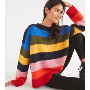 Urban Outfitters Kari UO Rainbow Striped Sweater Oversized Pullover- M